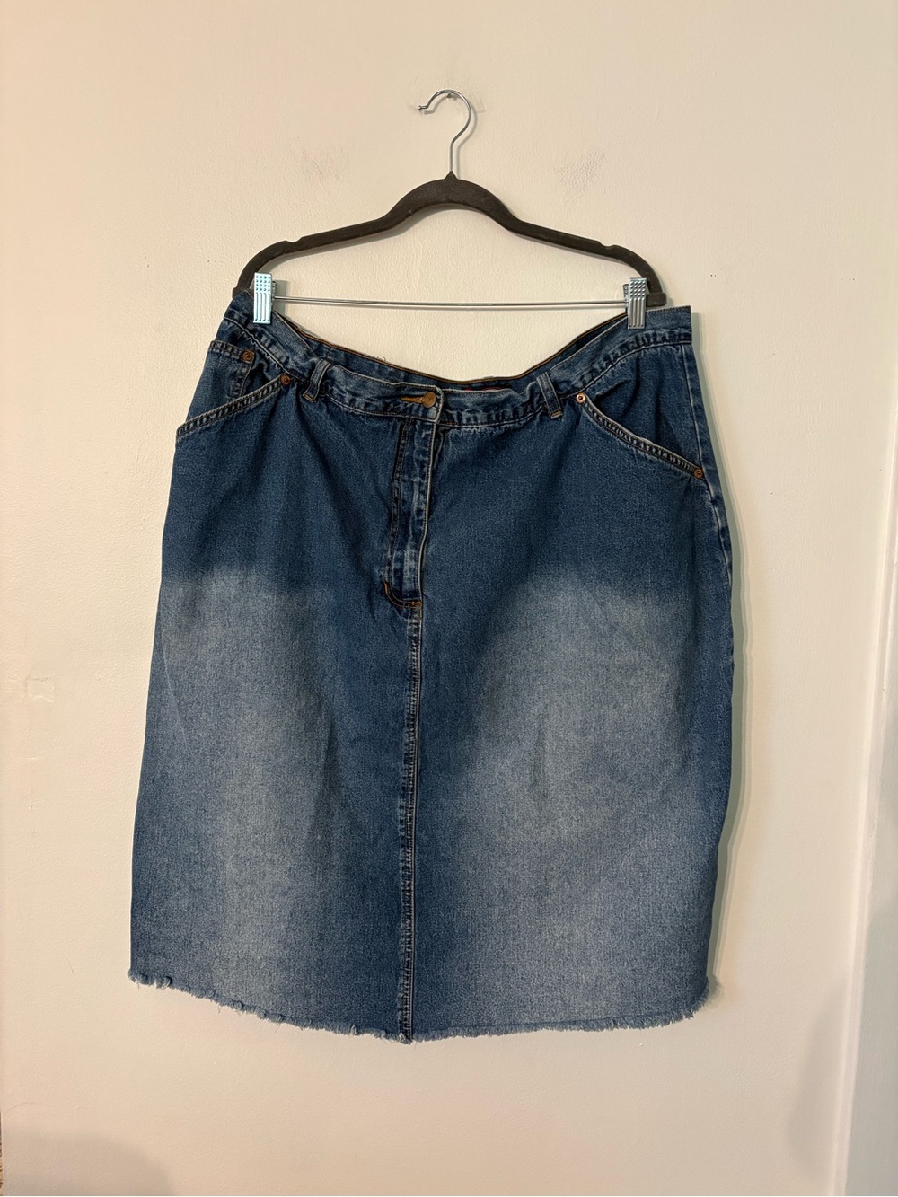 BONGO vintage Blue Denim Midi Skirt - Faded High-Waist Pencil